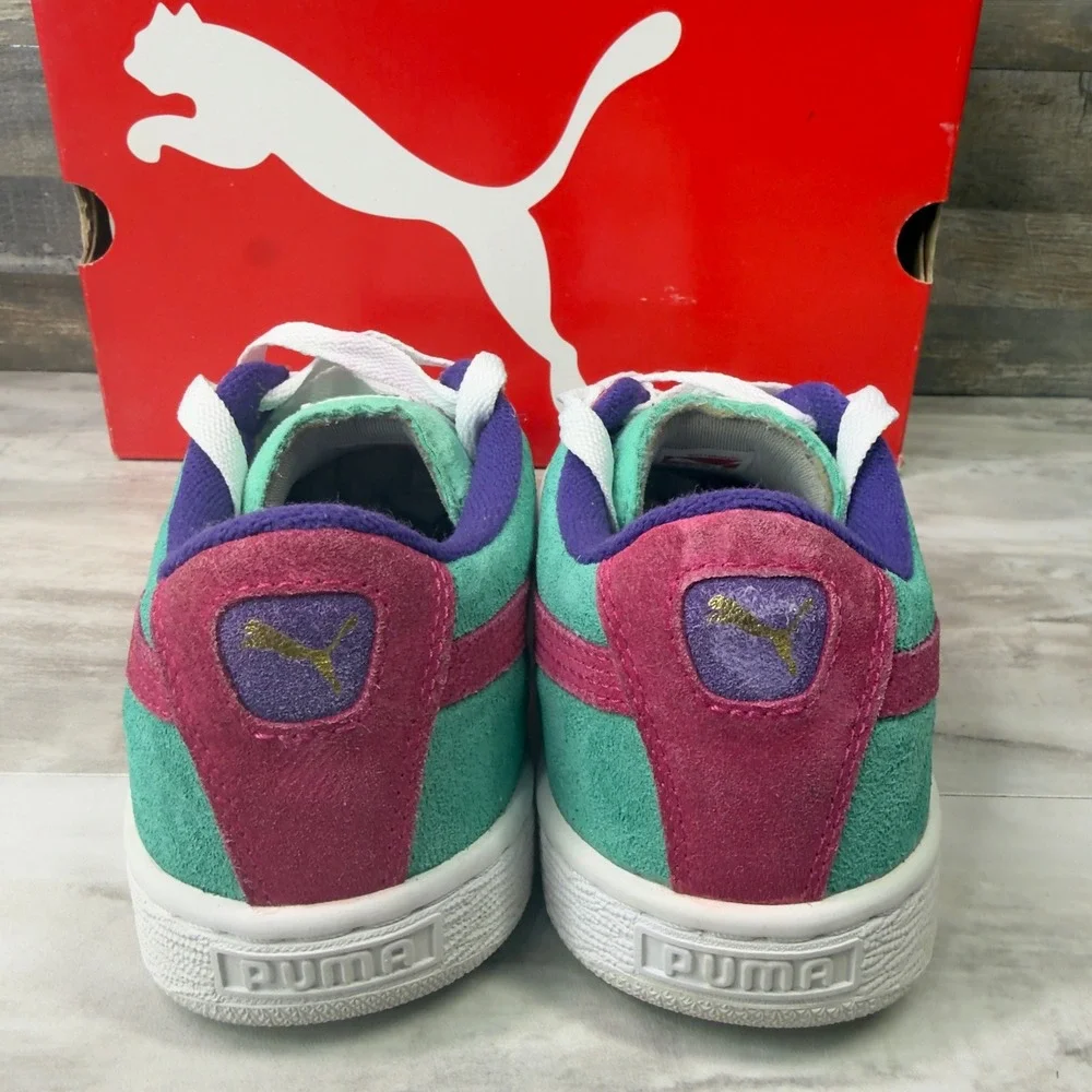 Puma Suede Womens Size 8 Sneakers Multi-Color Teal Pink Purple 355110 - Picture 5 of 9